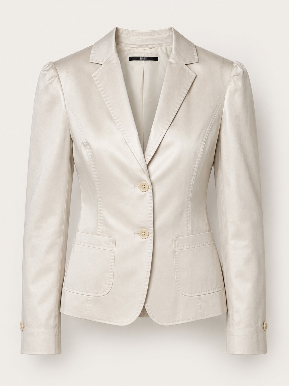 BOSS Hugo Boss Silk Cotton Ivory Tailored Blazer